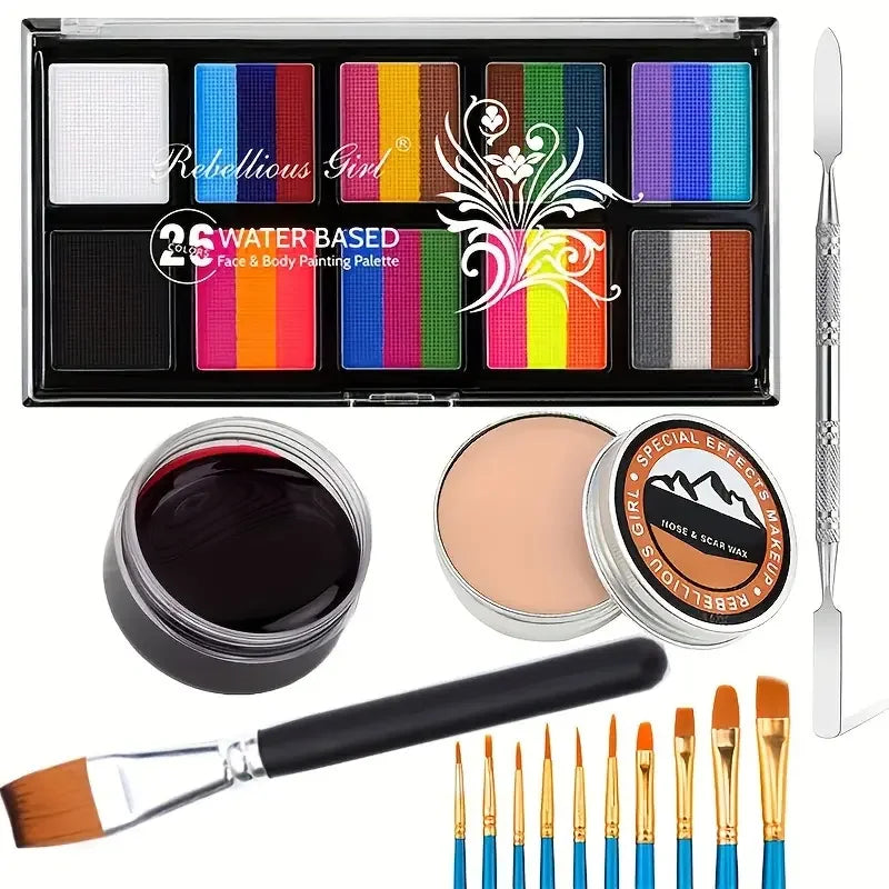 VERONNI 26-Color SFX Face & Body Paint Set | UV Glow Kit SFX Body Paint Set QXL 6 pcs