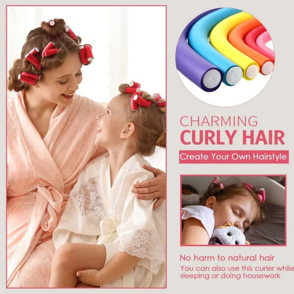 6-Pack Heatless Curling Rods | Soft Sponge Twist Curl Rollers Heatless Curl Rollers QXL