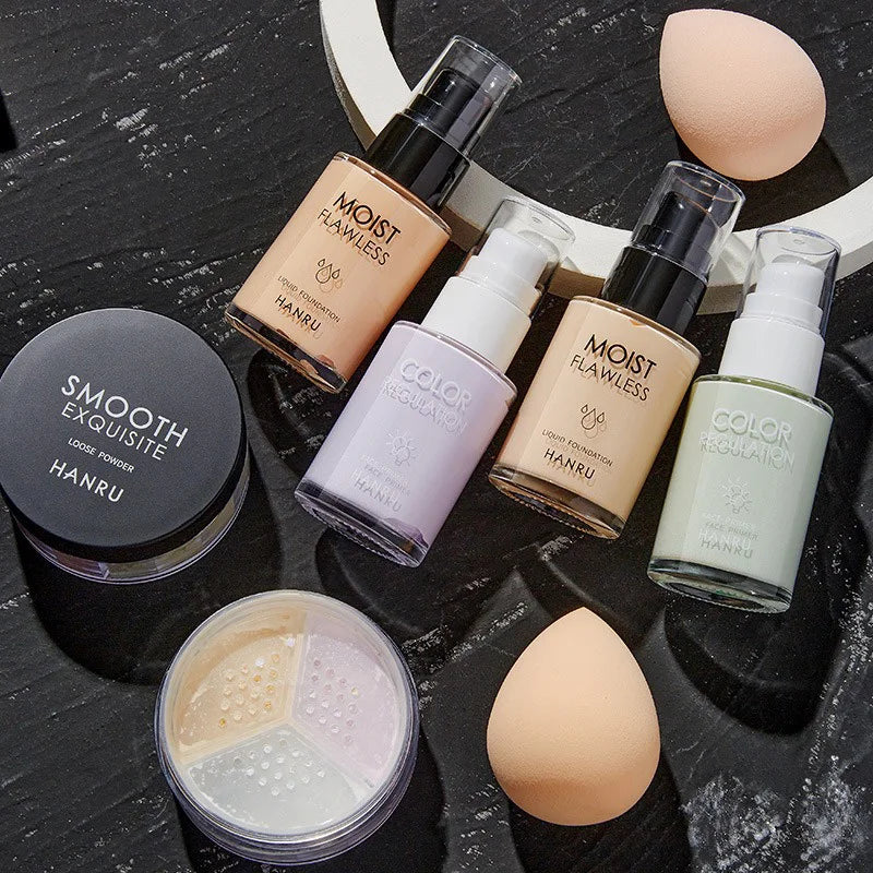 4-Piece Makeup Base Set | Concealer, Foundation, Primer & Powder Makeup Base Set QXL