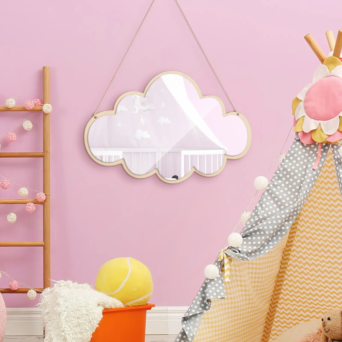 Cloud Shape Acrylic Kids Wall Mirror | Punch-Free & Shatterproof Decorative Wall Mirror QXL