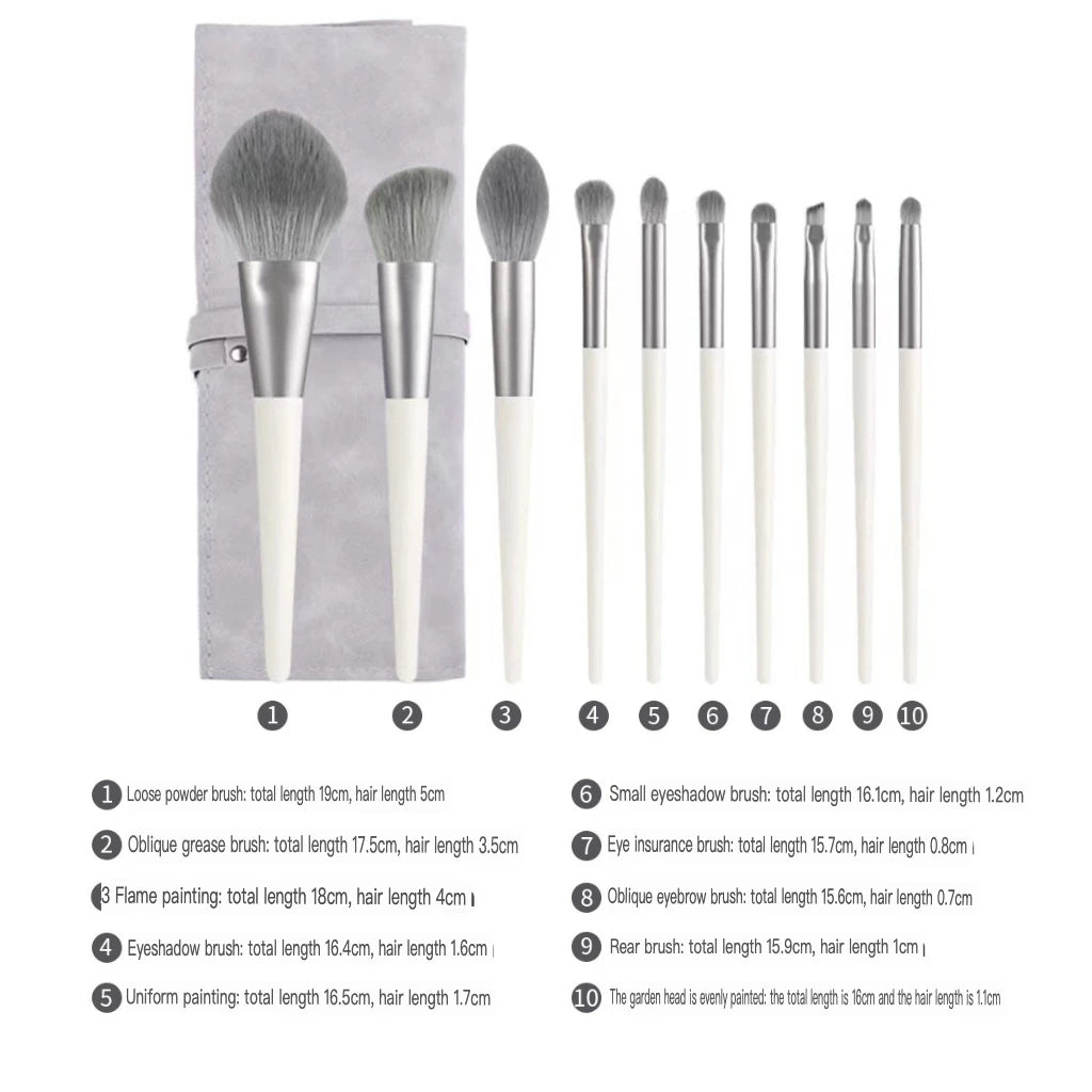 10-Piece Makeup Brush Set | Eye Shadow, Blush & Face Brushes Makeup Brush Set QXL 10 silver sets