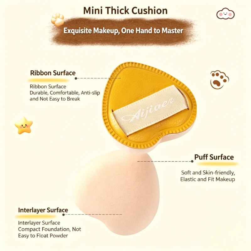 5-Pc Cat Makeup Sponge Puff Set | Wet & Dry with Storage Case Makeup Sponge Puff Set QXL