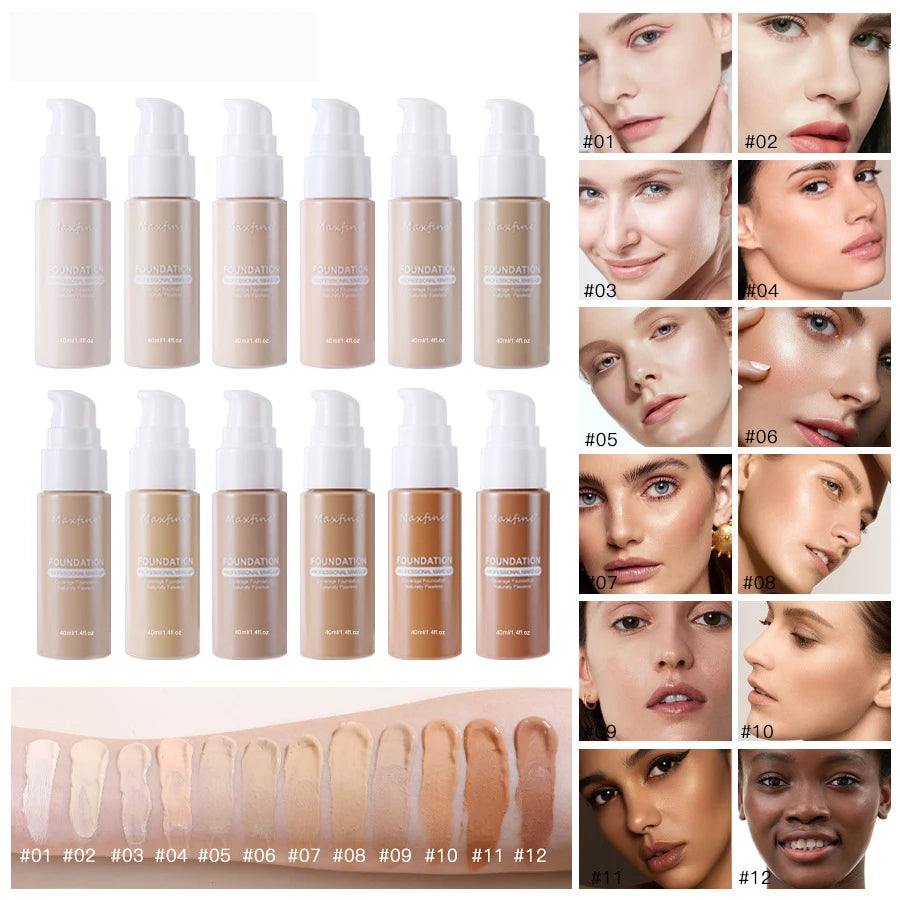 MAXFINE Liquid Foundation – Full Coverage, Waterproof & Oil Control Liquid Foundation QXL