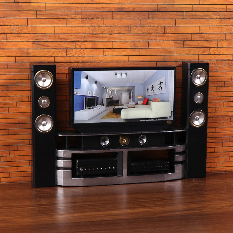 1:12 Scale Dollhouse Mini TV Set | Living Room Decor Dollhouse Miniature QXL