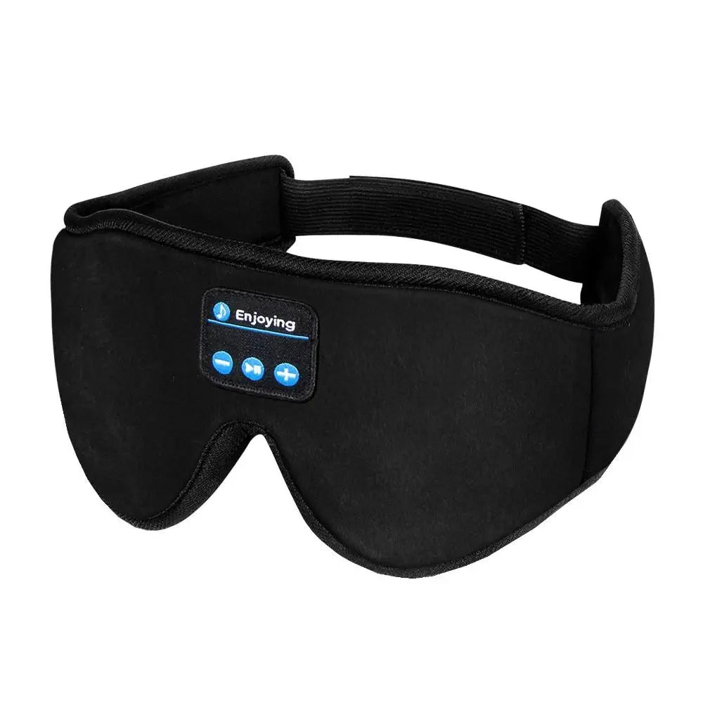 Bluetooth 5.0 Sleep Eye Mask Headphones | Soft Fleece Headband Bluetooth Sleep Headphones QXL Black