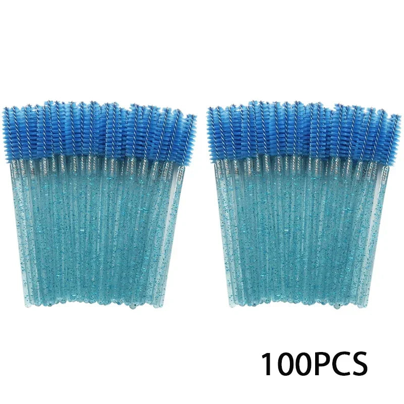 100-Pack Disposable Mascara Wands & Eyebrow Spooler Brushes Disposable Mascara Wands QXL Crystal 100pcs blue Wool Fiber