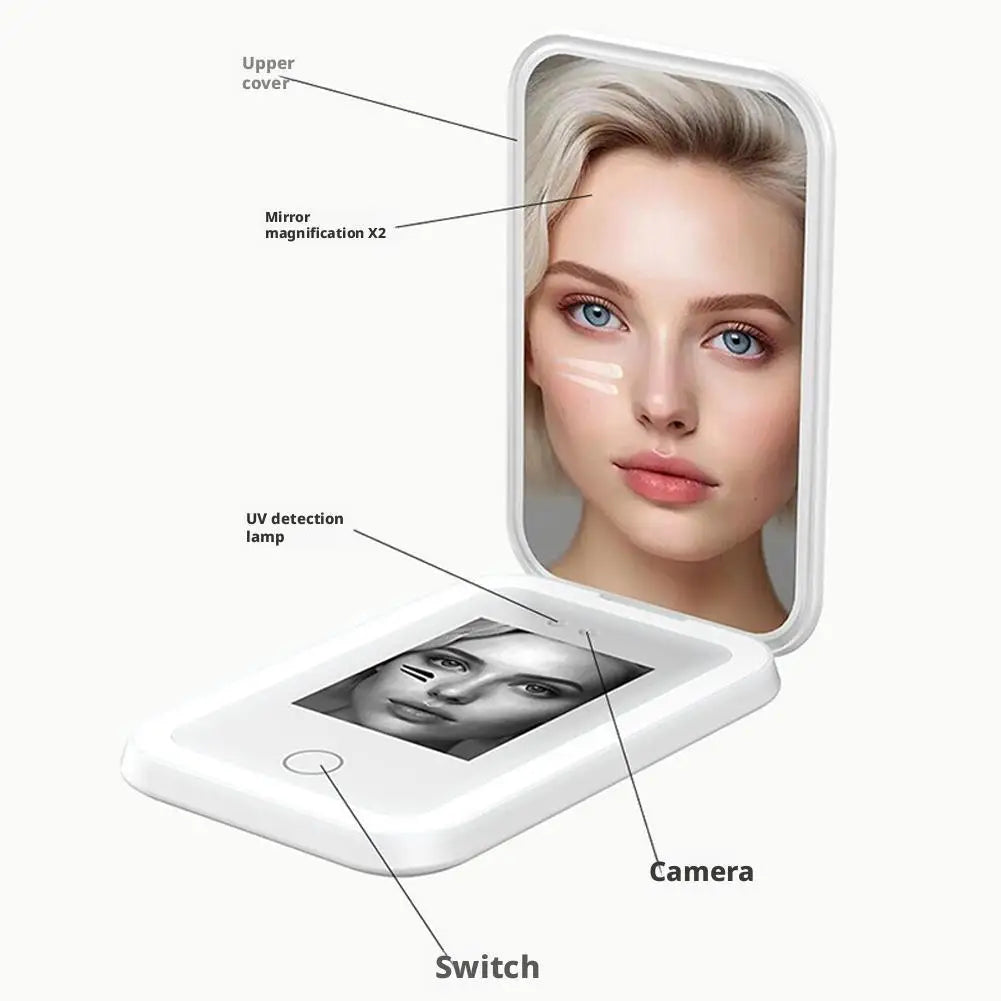 LED Makeup Mirror UV Detection, Dimmable 3-Mode Light, USB-C LED Makeup Mirror QXL