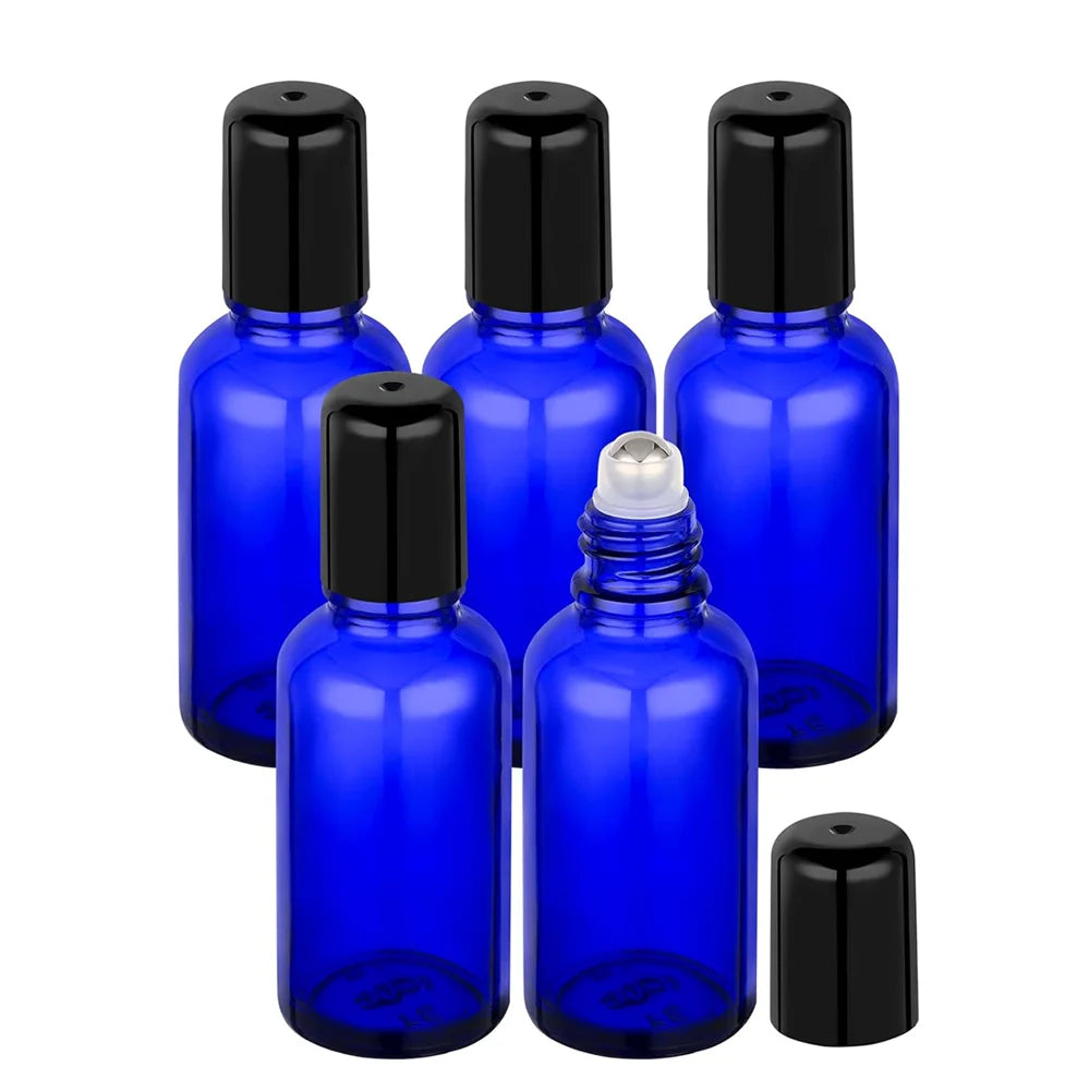 5-Pack 30ml Blue Glass Roller Bottles | Refillable Oil Applicator Glass Roller Bottles QXL Glass Blue 5PCS 30ml