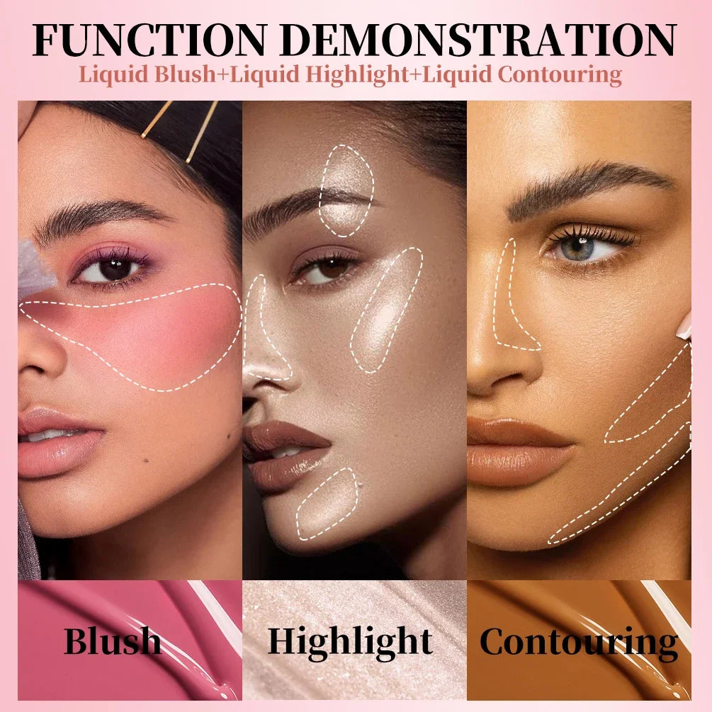 QiBest 3-in-1 Liquid Blush Highlighter & Contour Stick Liquid Blush Stick QXL