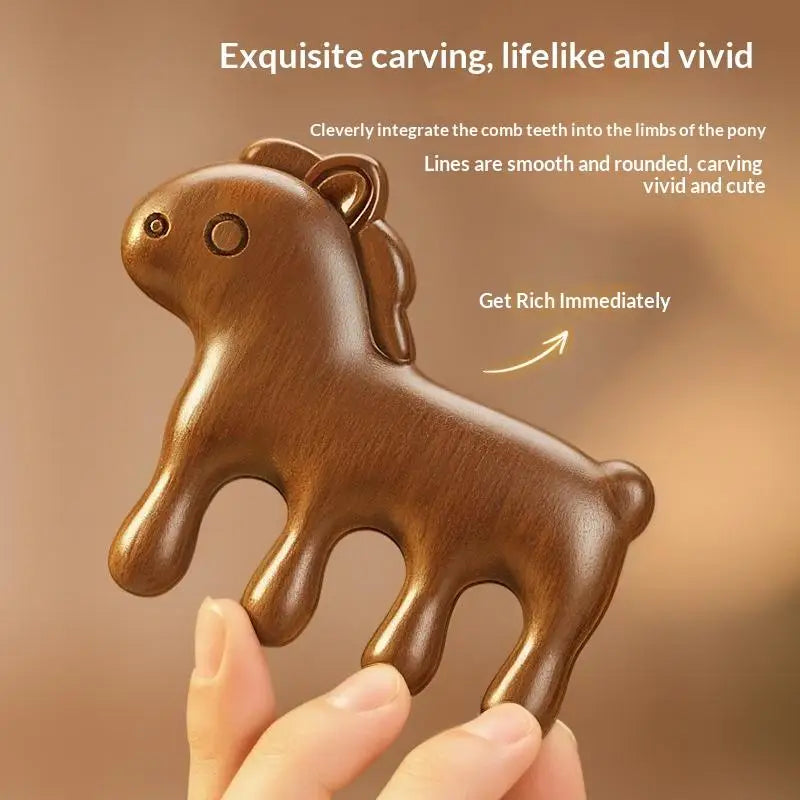 Animal Shape Sandalwood Hair Comb & Scalp Massager Wooden Hair Comb QXL