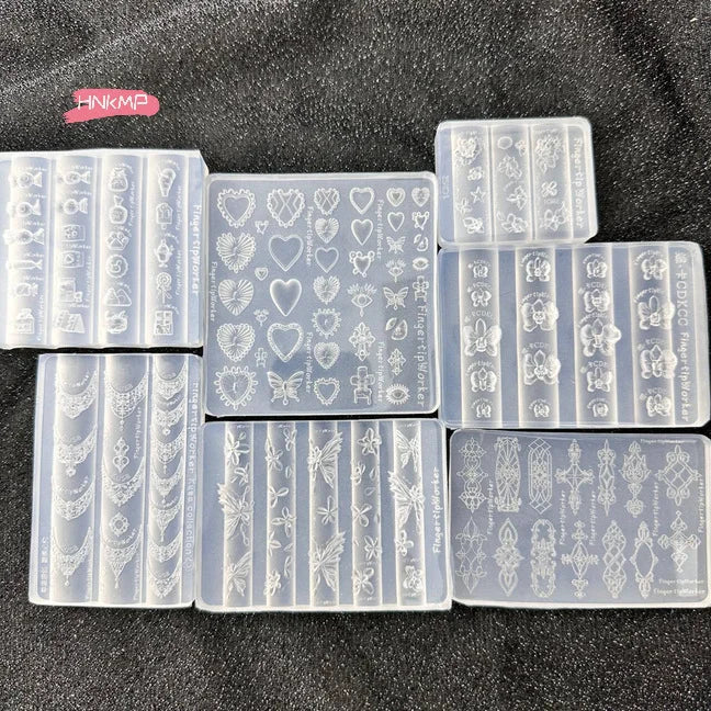 3D Silicone Nail Art Mold | Baroque Heart Butterfly Flower Silicone Nail Mold QXL