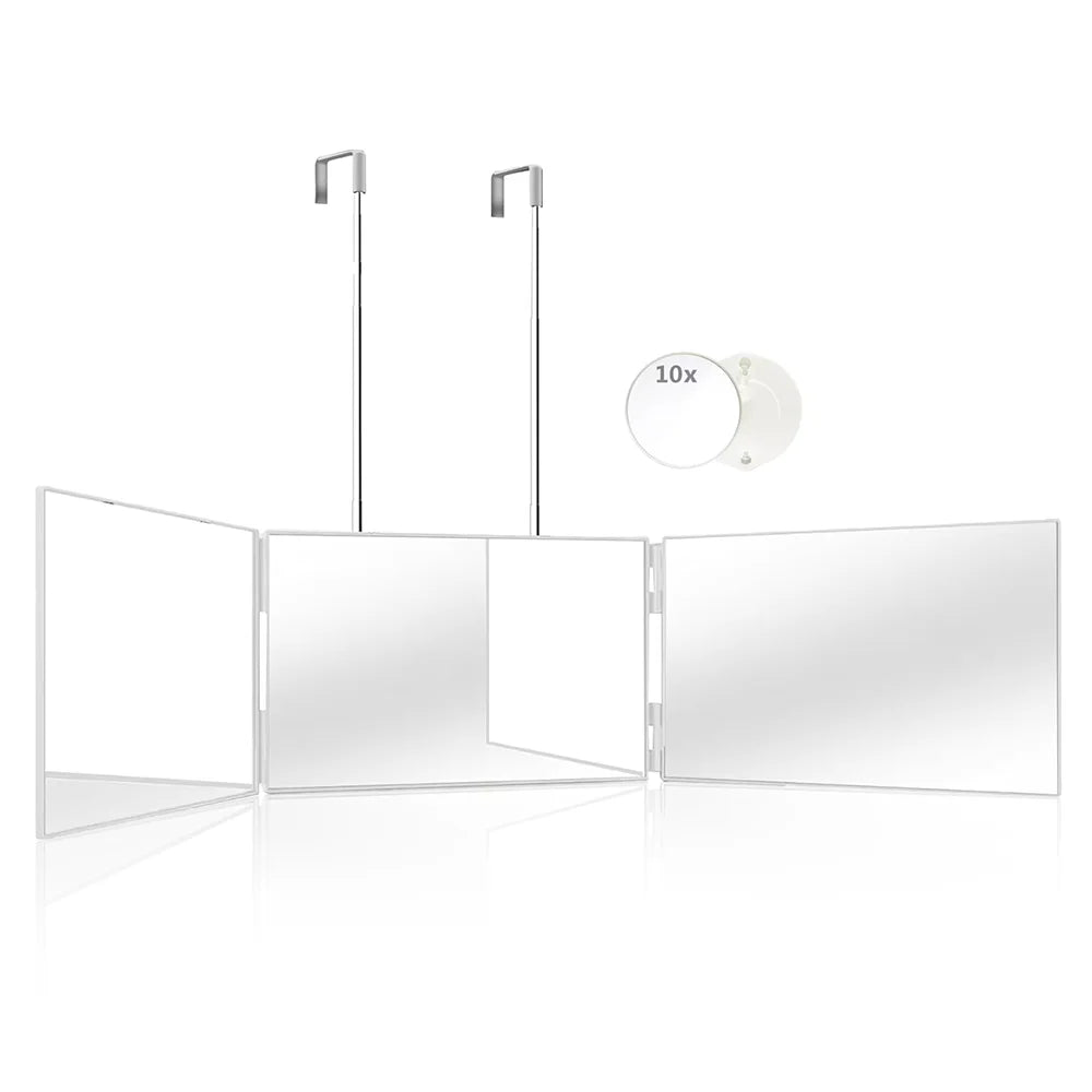 Trifold Folding Makeup Mirror | Wall-Hanging Cosmetic Mirror Trifold Makeup Mirror QXL White with 10X