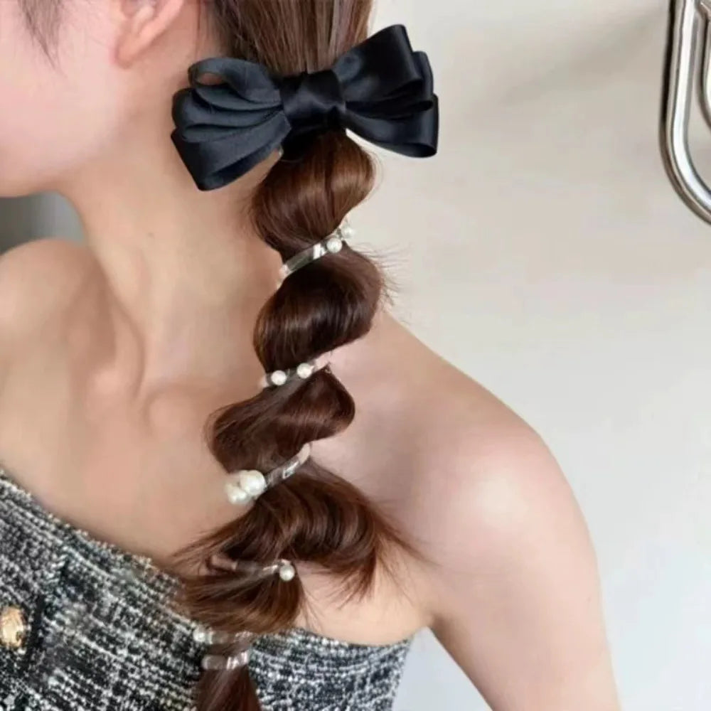 Bow Knot Spiral Coil Hair Tie | Elastic Telephone Cord Band Spiral Hair Tie QXL
