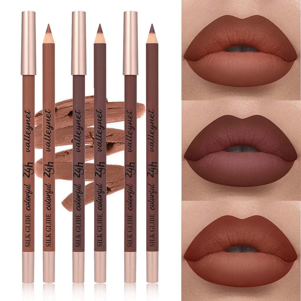 3-Pack Brown Matte Lip Liner | Waterproof & Long-Lasting Lip Liner Set QXL
