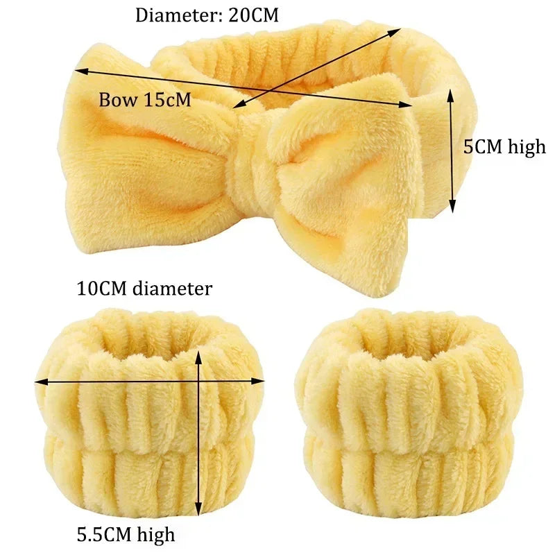 Makeup Headbands for Women | Soft Face Wash Hair Band 1-3 Pack Makeup Headband QXL M175 3pcs-Yellow