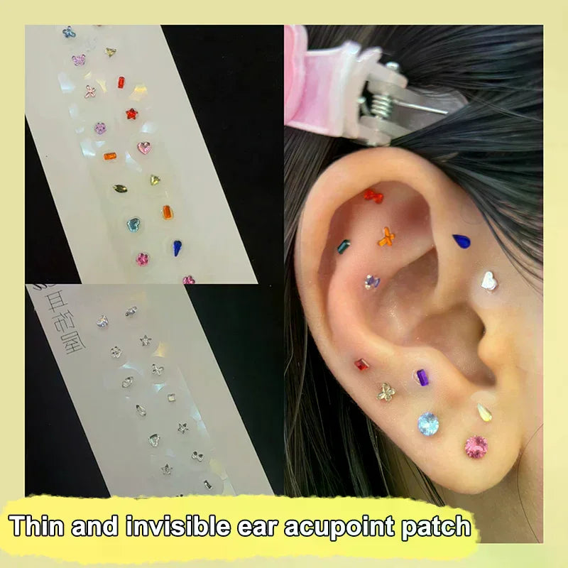 Rhinestone Pearl Bowknot Ear Acupressure Stickers | 20 Pack Ear Acupressure Patches QXL