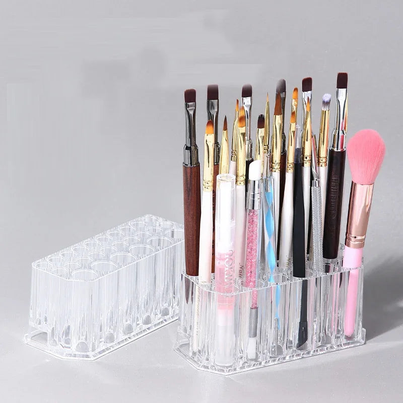 26-Hole Acrylic Makeup Brush & Lipstick Organizer Stand Makeup Brush Organizer QXL