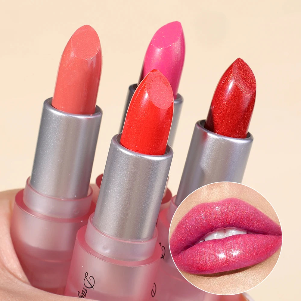 Waterproof Glitter Lipstick | Pearlescent Shiny Lip Tint Glitter Lipstick QXL