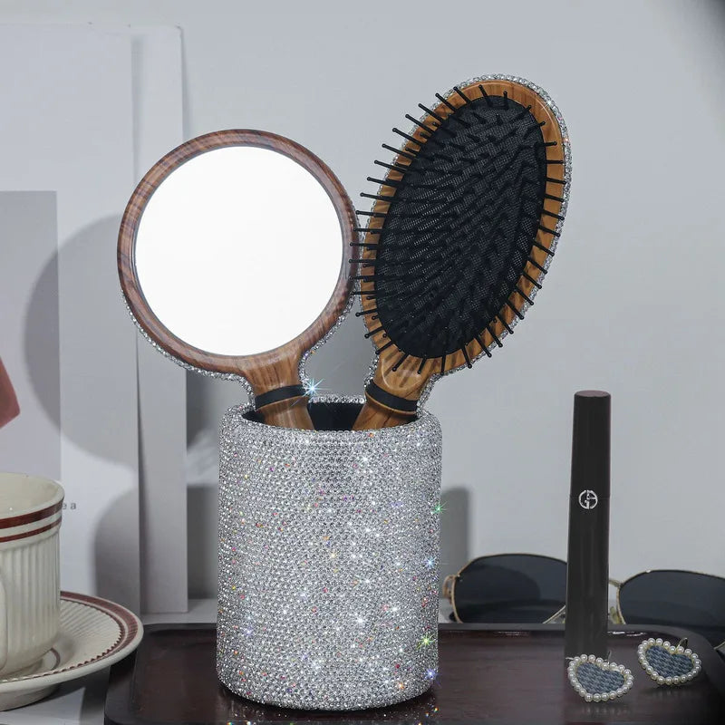 Diamond Dressing Table 3-Piece Set – Comb, Mirror & Organizer Vanity Gift Set QXL