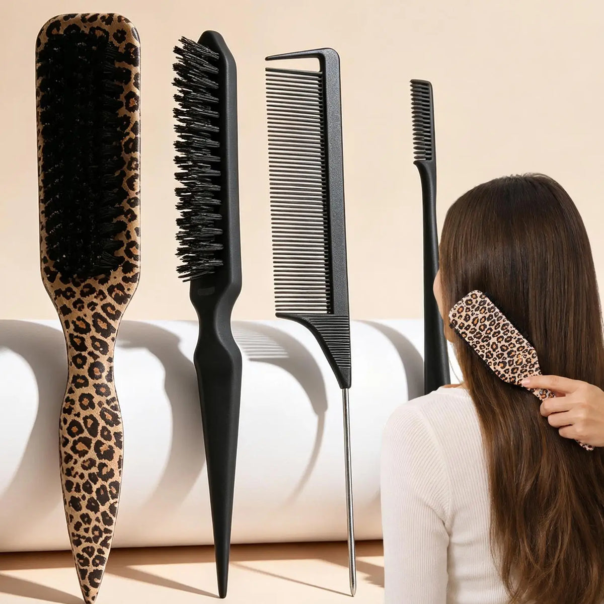 Curl Defining Brush Set | Edge Control, Teasing & Slick Back Hair Brush Set QXL