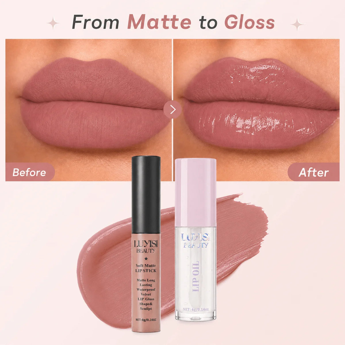 Lip Glaze & Lip Oil Combo | Hydrating Glass-Shine Lip Gloss Set Lip Gloss Set QXL