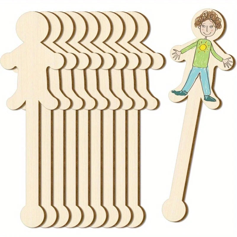 Wooden Humanoid Craft Sticks | Unfinished Wood Art Supplies Wooden Craft Figures QXL