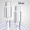 66W 5A USB-C to USB-C Fast Charging Cable | Nylon Braided USB-C Charging Cable QXL Silver 3m