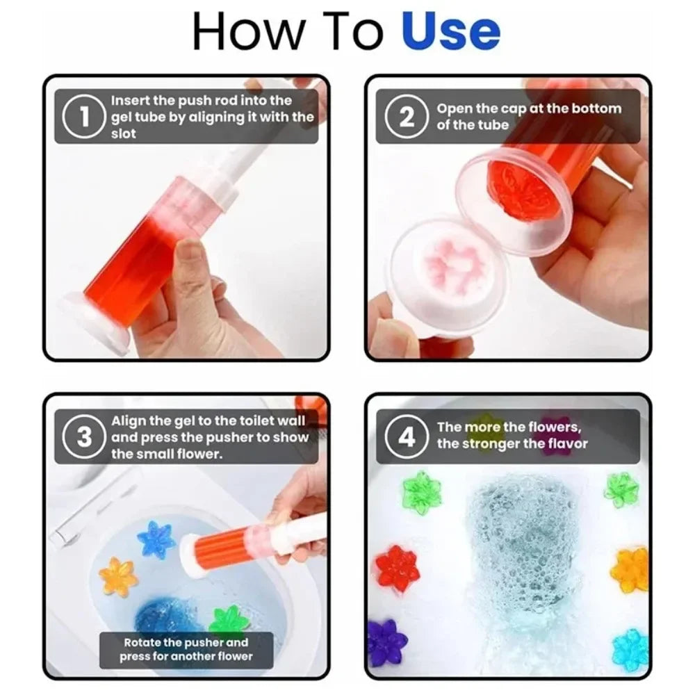 Flower Toilet Cleaning Gel | Antibacterial & Fragrance 6-Pack Toilet Cleaning Gel QXL