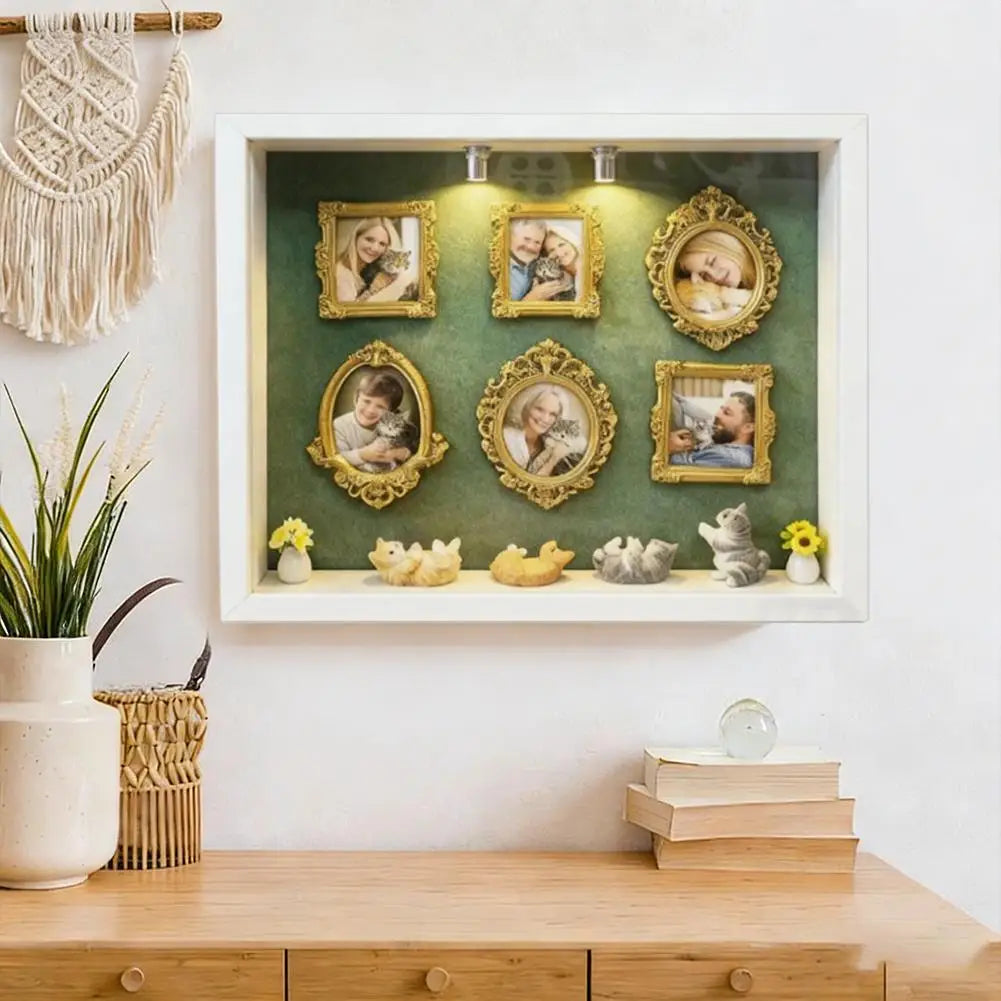 Mini Museum Silhouette Memory Box | Gold Frame Photo Display Memory Display Box QXL