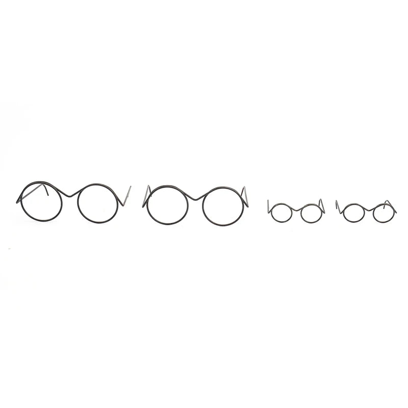 2-Pack Retro Round Lensless Alloy Glasses for BJD 1/6 Dolls Doll Accessories QXL