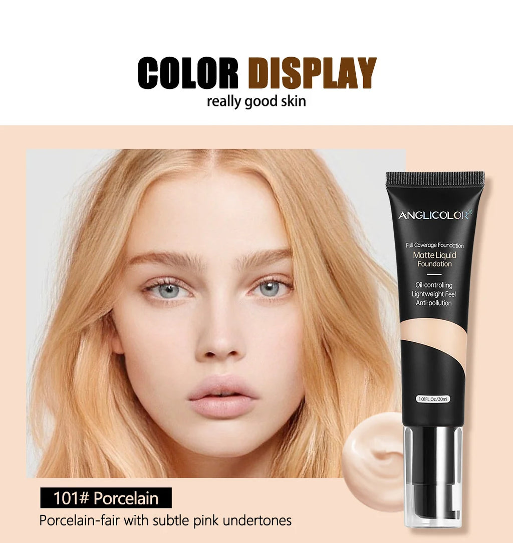 VERONNI 5-Shade Liquid Concealer & Foundation | Long-Lasting Liquid Concealer Foundation QXL 101Porcelain