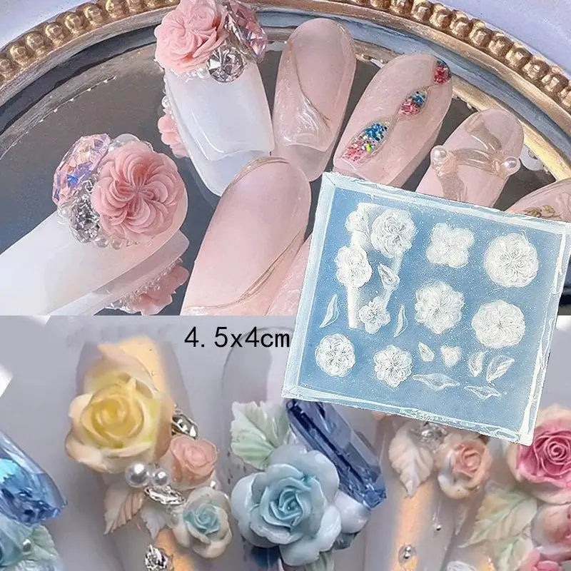 3D Flower & Bow Silicone Nail Art Mold | DIY Rose Design Silicone Nail Mold QXL A3
