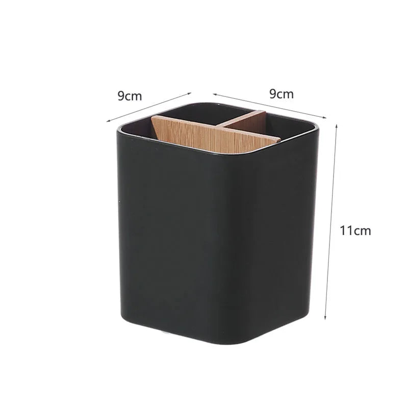 Makeup Brush Holder Organizer | 3-Slot Bamboo Divider Makeup Brush Organizer QXL