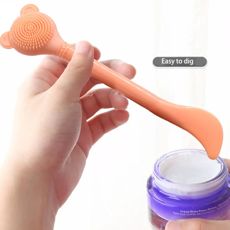 Double-Head Silicone Face Mask Brush & Skincare Spatula Face Mask Brush QXL