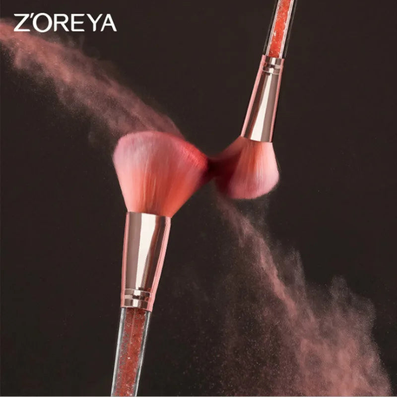 ZOREYA 10-Piece Pink Diamond Makeup Brush Set & PU Bag Makeup Brush Set QXL