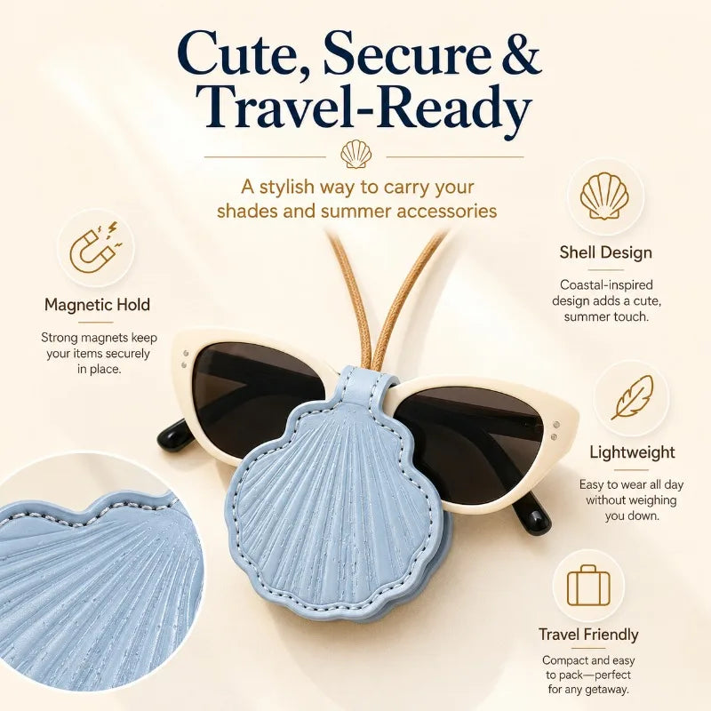 Shell Magnetic Sunglasses Clip Holder | Beach Travel Lanyard Sunglasses Clip Holder QXL