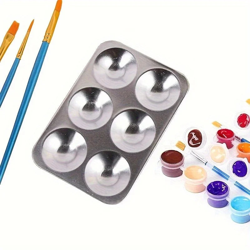 2-Pack Aluminum Palette Dish 6 Wells | Acrylic & Model Painting Paint Palette Dish QXL