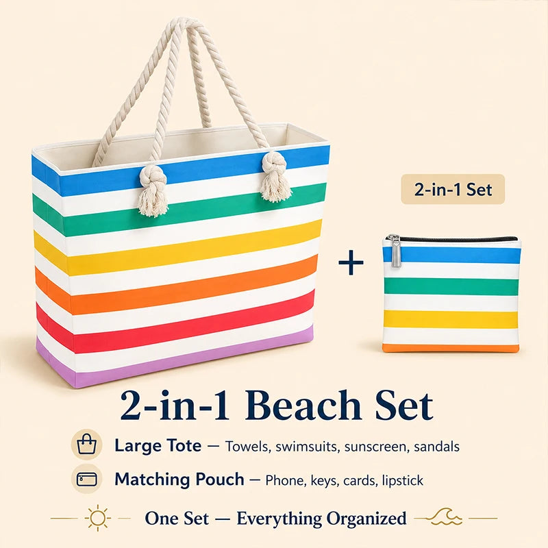Bohemian Striped Canvas Shoulder Bag & Coin Purse | Women Canvas Shoulder Bag QXL