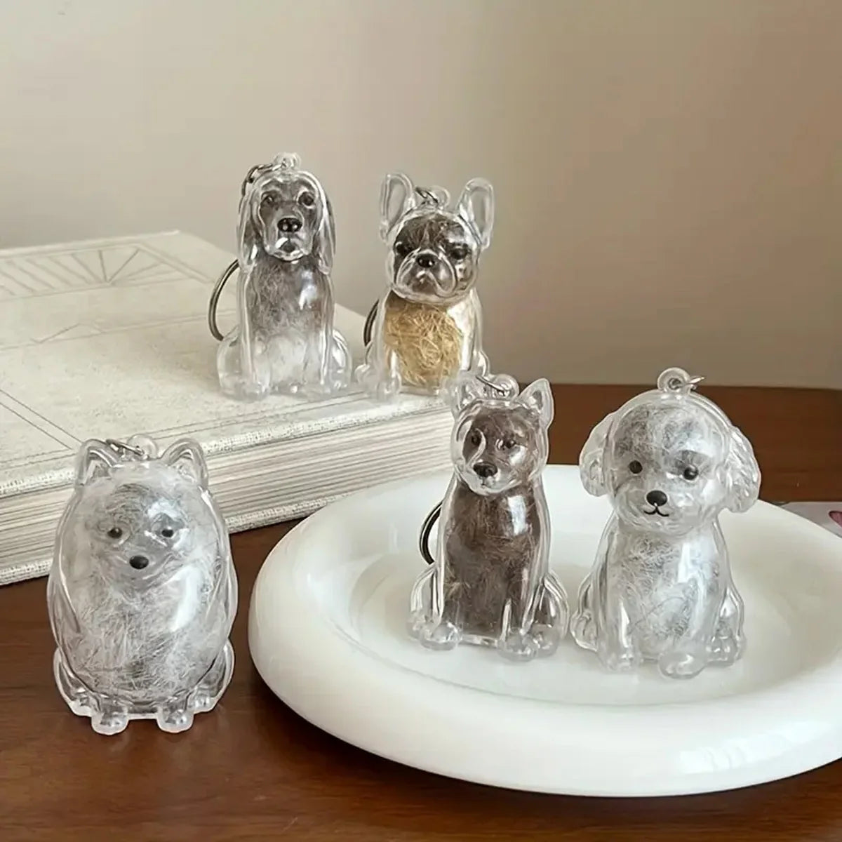 Dog Pet Hair Storage Keychain | Cute PVC Breed Design Gift Pet Keepsake Keychain QXL