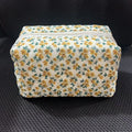 Floral Quilted Makeup Bag | Large Fabric Toiletry Organiser Fabric Makeup Bag QXL Yellow 1pc