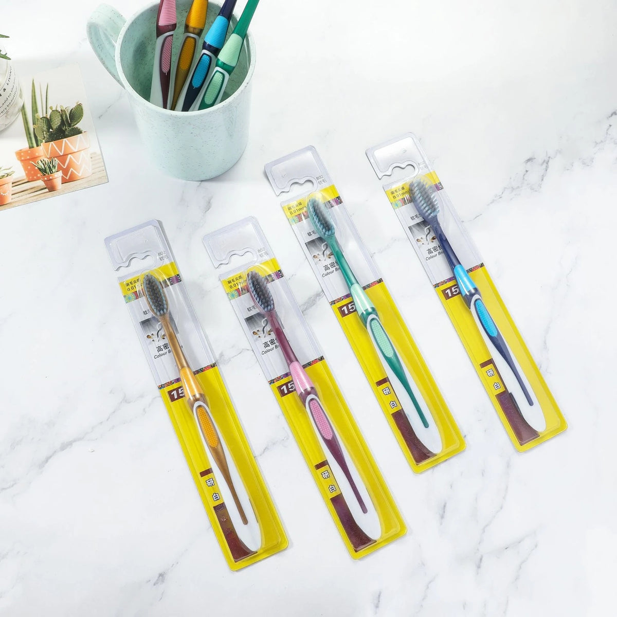 3-Pack Soft Bristle Adult Toothbrush Set | Large Brush Head Manual Toothbrush Set QXL