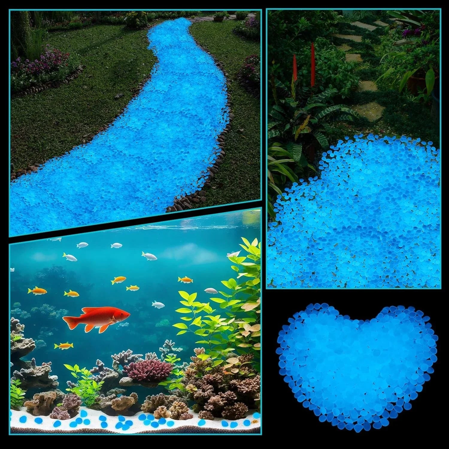 1200-Pack Glow in the Dark Pebbles | Garden & Fish Tank Rocks Glow Garden Pebbles QXL