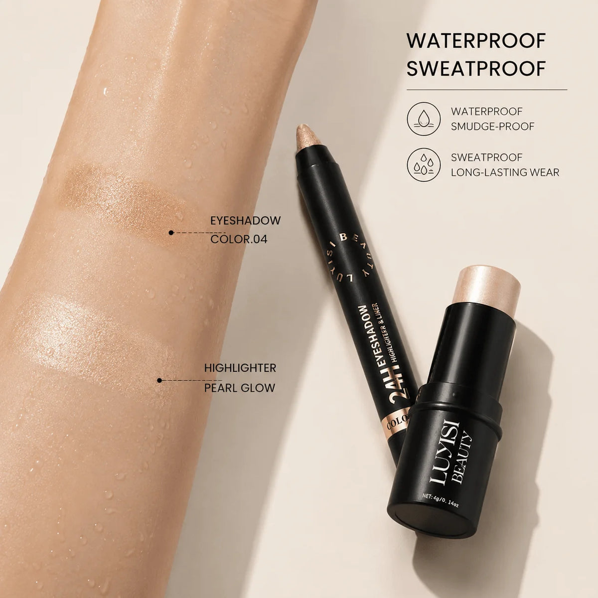 Metallic Eyeshadow Pen & Highlighter Stick Set | Shimmer Duo Eyeshadow & Highlighter Set QXL