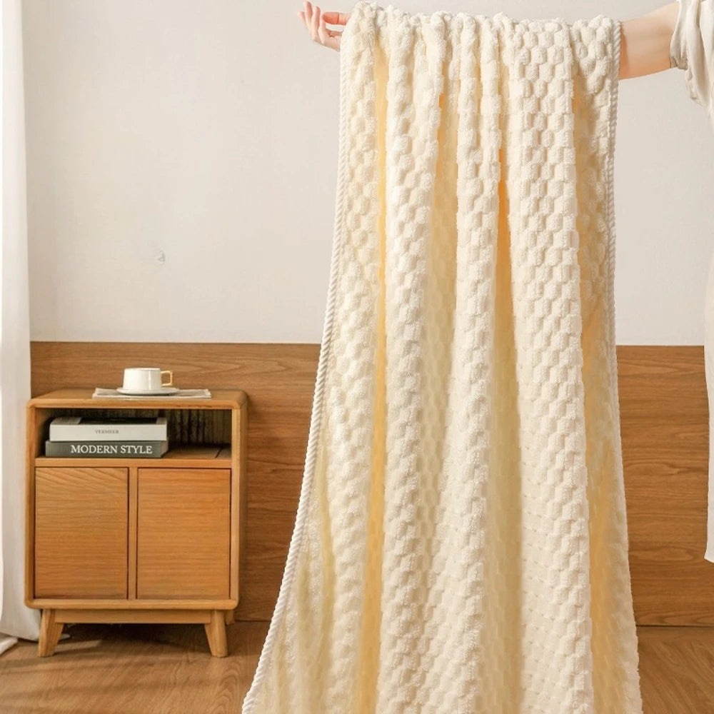 70x140cm Waffle Weave Cotton Bath Towel – Soft & Quick-Dry Bath Towel QXL