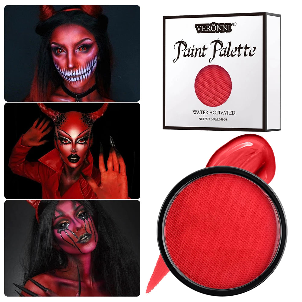 30g Water-Activated Face & Body Paint – Non-Toxic Vibrant Face & Body Paint QXL red