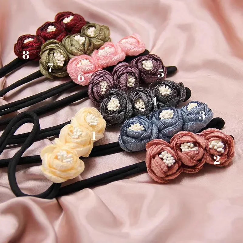 Chiffon Flower Bun Maker & Hair Braider Clip | Korean Style Hair Bun Maker Clip QXL