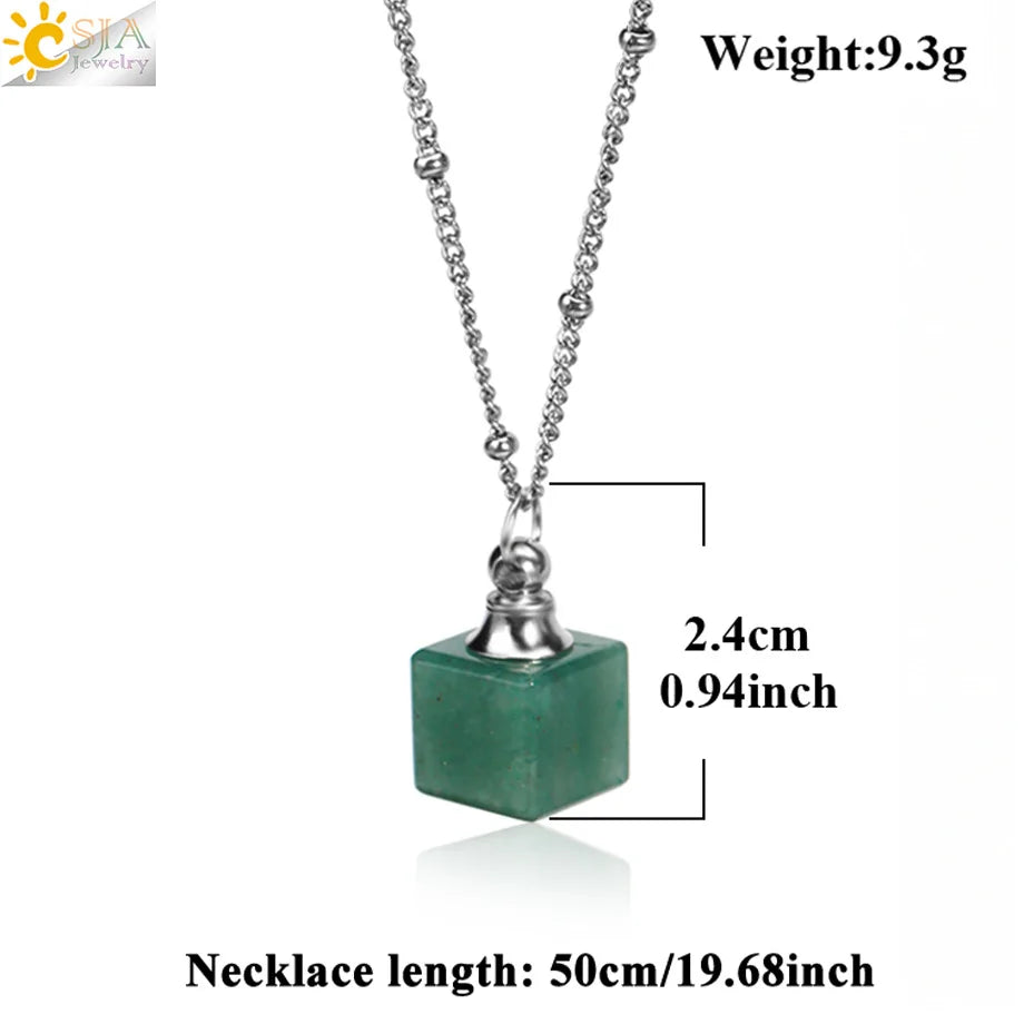 Natural Crystal Gemstone Refillable Perfume Diffuser Necklace Diffuser Pendant Necklace QXL