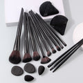 18-Piece Makeup Brush Set with Sponge & Powder Puff – Black Makeup Brush Set QXL black