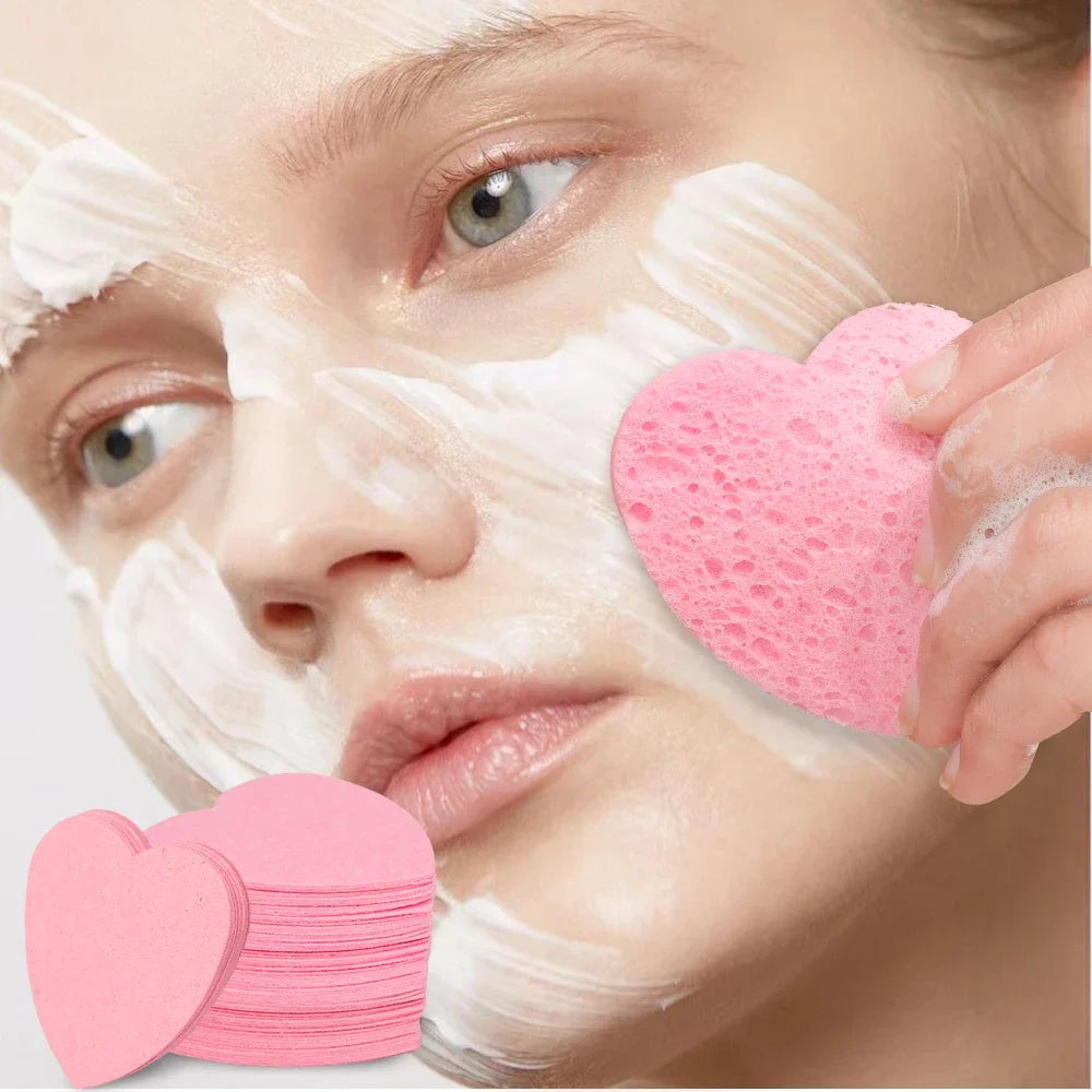 50-Pack Natural Wood Pulp Facial Cleansing Sponge Puffs Facial Cleansing Sponge QXL