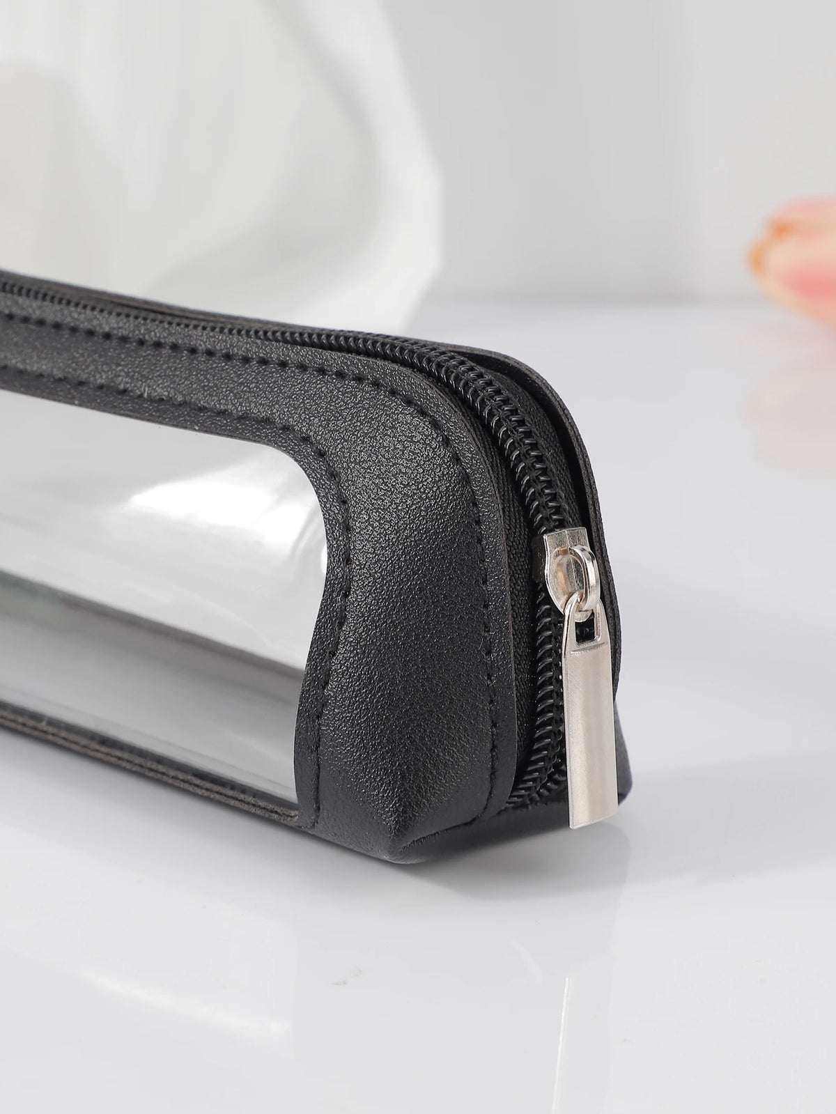 Clear PU Leather Makeup Brush Bag | Travel Cosmetic Organizer Makeup Brush Bag QXL
